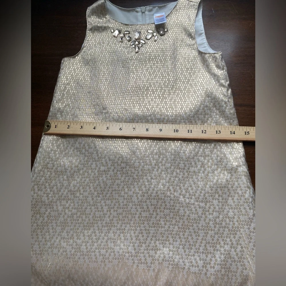 GYMBOREE GIRLS GOLD JEWELED SHIFT DRESS SIZE 7